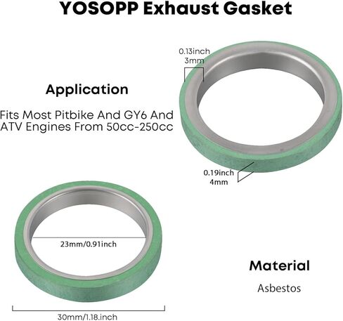 GY6 Exhaust Bolt Nuts Gasket 2pcs - Scooters ATVs GMB139 Engine Moped Quad 4 Wheeler Dune Buggy Go Karts (Silver) - 50cc 90cc 110cc 125cc 150cc in Kuwait