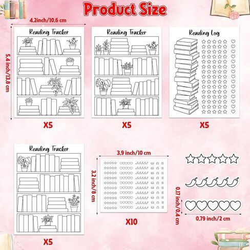 L1rabe Reading Tracker Bookmark Stickers - Back to School 20P Book Review 10P Self Stick Star Chili Heart Rating Stickers, Reading Challenge for Book Lovers Readers Students Bookish Gift for Bookworms in Saudi Arabia