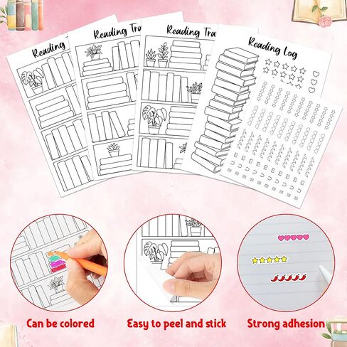 L1rabe Reading Tracker Bookmark Stickers - Back to School 20P Book Review 10P Self Stick Star Chili Heart Rating Stickers, Reading Challenge for Book Lovers Readers Students Bookish Gift for Bookworms in Saudi Arabia