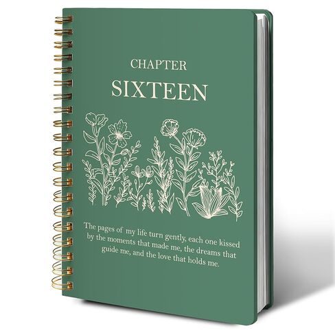 XYMBF 16st Birthday Notebook Journal, 16st Birthday Gifts Notebooks for Daughter Friends, Sage Green Chapter Sixteen teen Memory Journal, Hardcover Spiral Notebook 5.5x8.3 Inch in Kuwait