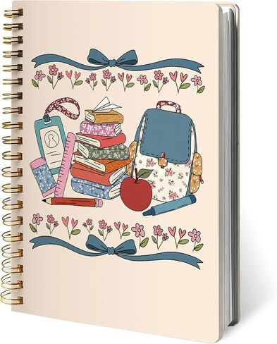 XYMBF Coquette Bow Floral Teacher Notebook Journal, Teacher Appreciation Gifts Notebooks for Work, Back to School Gifts for Teachers Journal, Hardcover Spiral Notebook 5.5x8.3 Inch in Saudi Arabia