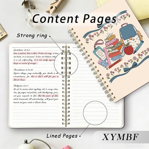 XYMBF Coquette Bow Floral Teacher Notebook Journal, Teacher Appreciation Gifts Notebooks for Work, Back to School Gifts for Teachers Journal, Hardcover Spiral Notebook 5.5x8.3 Inch in Saudi Arabia