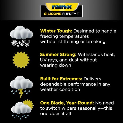 RainX Silicone Supreme Windshield Wiper Blade 14" - Heavy Duty Silicone Squeegee, Extreme Weather Resistance & All-Season Performance, Streak-Free Beam Technology, Quick Install (Pack of 1) in Kuwait