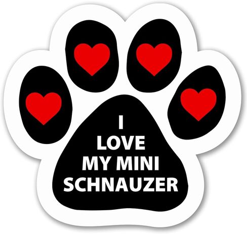 Magnet Me Up I Love My Mini Schnauzer Dog Breed Car Magnet and Decals, 4x6 Inches Oval, Dog Decals for Cars, Cute Accessory for Mini Schnauzer Owners, Peeking Dog Bumper Magnet, Crafted in USA in Saudi Arabia