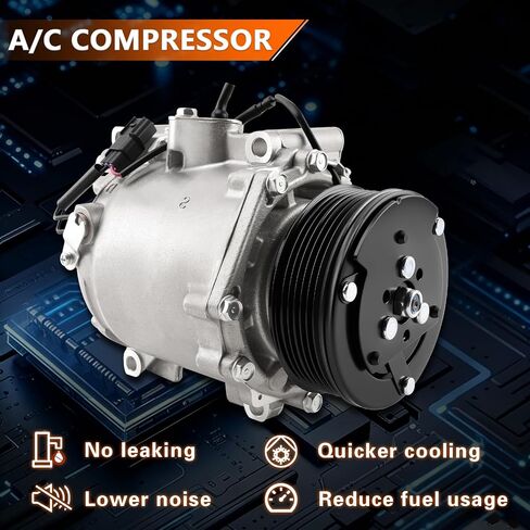 Air Conditioner AC Compressor with A/C Clutch Compatible with 2006-2011 CSX & 2006-2011 Civic 2.0L Replace 38800RRBA010 38800RRBA010M2 38800RRBA01RM in Saudi Arabia