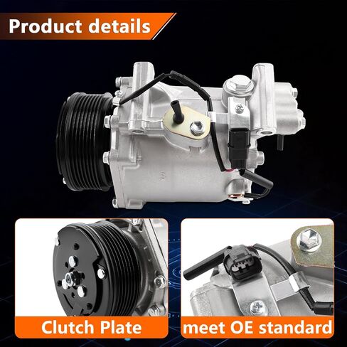 Air Conditioner AC Compressor with A/C Clutch Compatible with 2006-2011 CSX & 2006-2011 Civic 2.0L Replace 38800RRBA010 38800RRBA010M2 38800RRBA01RM in Saudi Arabia
