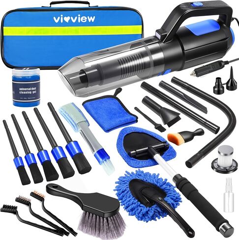 25PCS Car Cleaning Kit, Car Detailing Kit Interior with High Power Handheld Vacuum Cleaner, Windshield Cleaner, Cleaning Gel, Professional Auto Accessories for Men, Women in Saudi Arabia