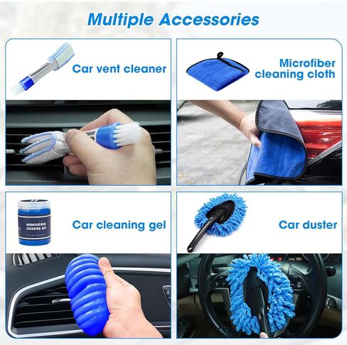 25PCS Car Cleaning Kit, Car Detailing Kit Interior with High Power Handheld Vacuum Cleaner, Windshield Cleaner, Cleaning Gel, Professional Auto Accessories for Men, Women in Saudi Arabia