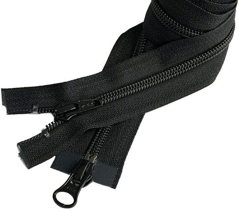 48" or 72" Jacket Zipper YKK #5 Nylon Coil Two-Way Separating Dual Zippers Color Black - Made in USA (48") in Kuwait