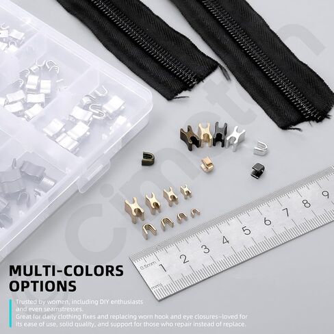 Cimeton 256PCS Zipper Slider Retainers Assortment Kit #3#5#8#10 Top Stoppers and Bottom Stops 5 Colors Open Zippers Top Stoppers U Shape Top Stoppers for Bags Coats Jackets Metal Zip Repair Repair in Saudi Arabia