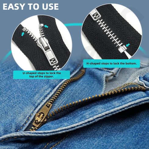 Cimeton 256PCS Zipper Slider Retainers Assortment Kit #3#5#8#10 Top Stoppers and Bottom Stops 5 Colors Open Zippers Top Stoppers U Shape Top Stoppers for Bags Coats Jackets Metal Zip Repair Repair in Saudi Arabia