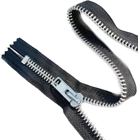 YKK #10 Extra Heavy Duty Aluminum Metal Non-Separating, Closed-End Zipper (1 Zipper) - Tape Color: Black #580 - Choose Your Length (37" Inches) in Kuwait