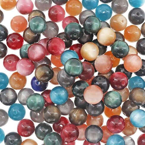 50 Pieces 16mm Acrylic Round Beads for Beadable Pen Chunky Loose Beads Valentine's Day Beads for Necklace Bracelet Jewelry Making (Cat Eyes Beads Dark) in Kuwait