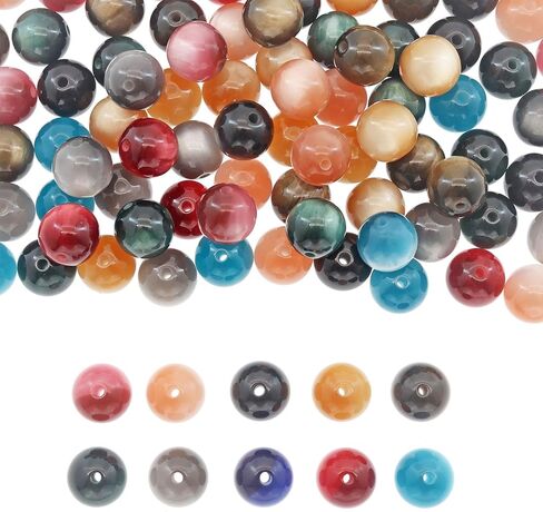 50 Pieces 16mm Acrylic Round Beads for Beadable Pen Chunky Loose Beads Valentine's Day Beads for Necklace Bracelet Jewelry Making (Cat Eyes Beads Dark) in Kuwait