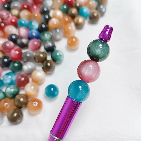 50 Pieces 16mm Acrylic Round Beads for Beadable Pen Chunky Loose Beads Valentine's Day Beads for Necklace Bracelet Jewelry Making (Cat Eyes Beads Dark) in Kuwait