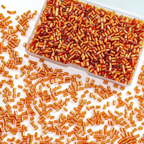1400Pcs Glass Bugle Beads 2.2×4mm Large Hole 1.3mm Tube Beads for Jewelry Making, Uniform Long Spacer Beads for Embroidery, Bracelets, Necklaces & DIY Crafts with Storage Box(Gold) in Saudi Arabia