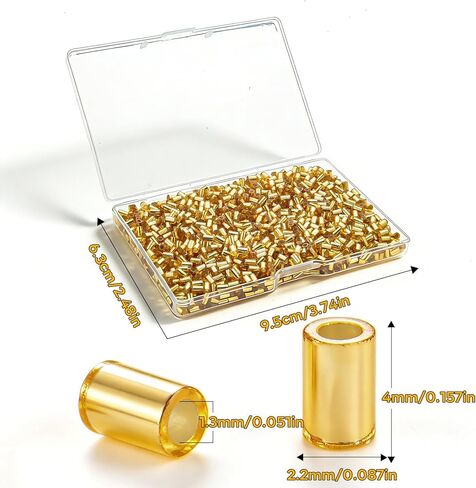 1400Pcs Glass Bugle Beads 2.2×4mm Large Hole 1.3mm Tube Beads for Jewelry Making, Uniform Long Spacer Beads for Embroidery, Bracelets, Necklaces & DIY Crafts with Storage Box(Gold) in Kuwait