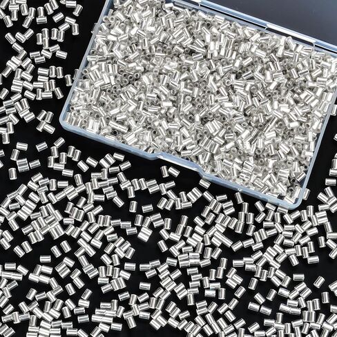1400Pcs Glass Bugle Beads 2.2×4mm Large Hole 1.3mm Tube Beads for Jewelry Making, Uniform Long Spacer Beads for Embroidery, Bracelets, Necklaces & DIY Crafts with Storage Box(Gold) in Kuwait