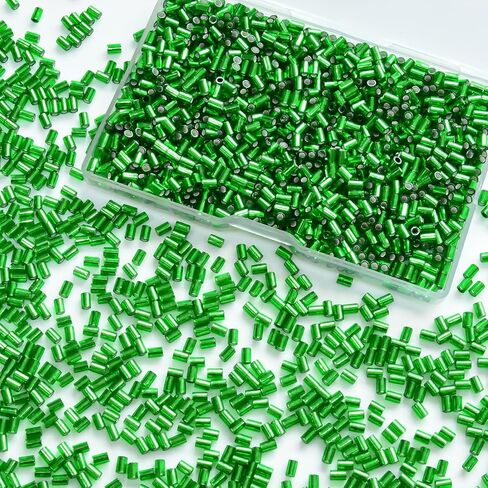 1400Pcs Glass Bugle Beads 2.2×4mm Large Hole 1.3mm Tube Beads for Jewelry Making, Uniform Long Spacer Beads for Embroidery, Bracelets, Necklaces & DIY Crafts with Storage Box(Gold) in Kuwait