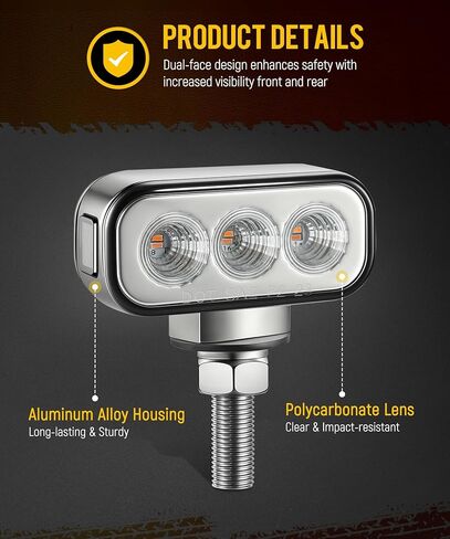Partsam 2Pcs Mini Rectangle Double Face 8LEDs Marker Turn Signal Pedestal Light, Amber/Red To Purple Auxiliary Lights, T-Mount, Clear Lens, Aluminum Alloy Housing in Kuwait