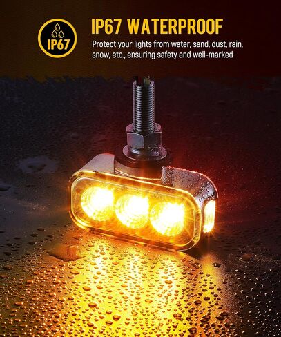 Partsam 2Pcs Mini Rectangle Double Face 8LEDs Marker Turn Signal Pedestal Light, Amber/Red To Purple Auxiliary Lights, T-Mount, Clear Lens, Aluminum Alloy Housing in Kuwait
