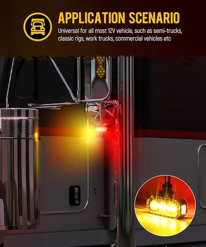 Partsam 2Pcs Mini Rectangle Double Face 8LEDs Marker Turn Signal Pedestal Light, Amber/Red To Purple Auxiliary Lights, T-Mount, Clear Lens, Aluminum Alloy Housing in Kuwait