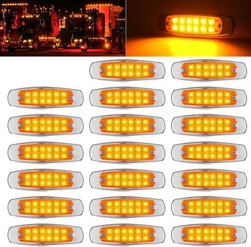 20 Pack 12 LED Trailer Lights, DC12-24V Side Marker Light Clearance Indicator Lamp for RV Camper Truck Van Caravan Boat - Amber in Saudi Arabia