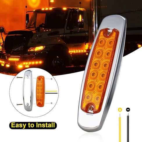 20 Pack 12 LED Trailer Lights, DC12-24V Side Marker Light Clearance Indicator Lamp for RV Camper Truck Van Caravan Boat - Amber in Saudi Arabia