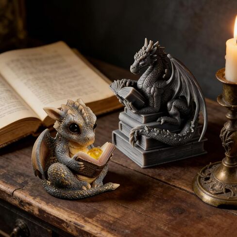 2 Pcs Book-Reading Dragon Candle Mold, Dinosaur Resin Casting Silicone Mold for Home Decor, Soap & Candle Making, 3D Animal Epoxy Resin Craft Molds, Gifts for Dinosaur Lovers in Saudi Arabia