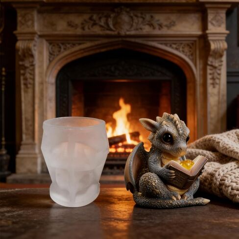 2 Pcs Book-Reading Dragon Candle Mold, Dinosaur Resin Casting Silicone Mold for Home Decor, Soap & Candle Making, 3D Animal Epoxy Resin Craft Molds, Gifts for Dinosaur Lovers in Saudi Arabia