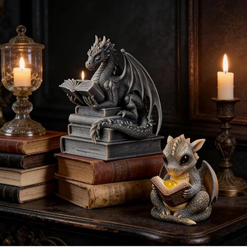 2 Pcs Book-Reading Dragon Candle Mold, Dinosaur Resin Casting Silicone Mold for Home Decor, Soap & Candle Making, 3D Animal Epoxy Resin Craft Molds, Gifts for Dinosaur Lovers in Saudi Arabia