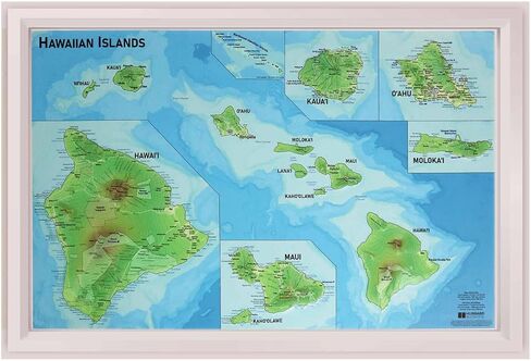 3D Hawaii Raised Relief Map | Topographic Wall Map, Feel the Terrain | 36" x 24" | USGS Topographic Data | All Islands | Vacuum-Formed | Hubbard Scientific in Saudi Arabia
