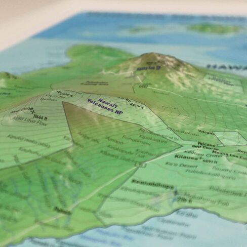 3D Hawaii Raised Relief Map | Topographic Wall Map, Feel the Terrain | 36" x 24" | USGS Topographic Data | All Islands | Vacuum-Formed | Hubbard Scientific in Saudi Arabia
