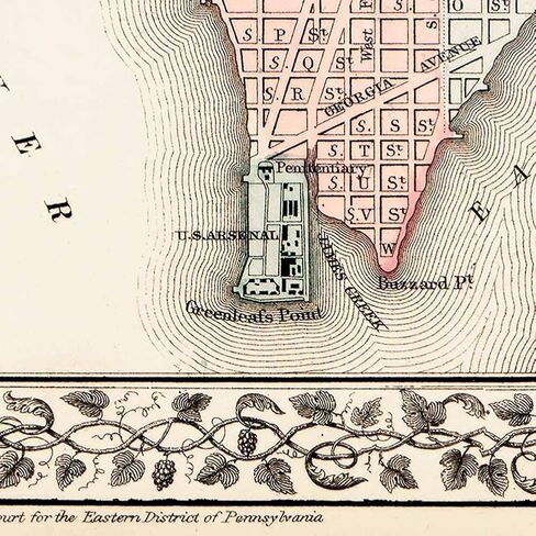 Antiguos Maps Plan of the City of Washington DC and Georgetown circa 1867 | Art Print Poster Vintage Wall Decor | 18 x 24 inches (457 x 610 mm) in Saudi Arabia