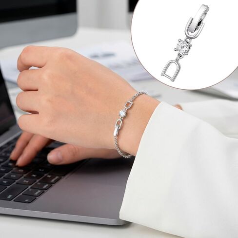 4 قطع من موسع سوار حجر الراين، مشبك تمديد للساعة من الفضة الكريستالية للنساء، مشبك مشابك مجوهرات قابل للطي لصنع المجوهرات، القلادة، السوار in Saudi Arabia