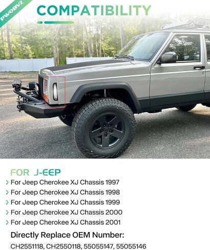 ترقية 2PCS أضواء علامة جانبية LED لـ 1997 1998 1999 2000 2001 Jeep Cherokee XJ، مصابيح إشارة وقوف السيارات ذات العدسات المدخنة، استبدال مباشر لملحقات Jeep Cherokee XJ in Kuwait