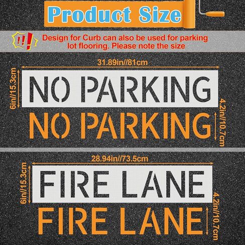 4.2" Letter No Parking Fire Lane Stencil Update Materials, Larbeti 1P 6" x 31.89" No Parking Stencil & 1P 6" x 28.94" Fire Lane Template With Silicone & High-Strength Fiber For Curb, Lot Painting Sign in Saudi Arabia