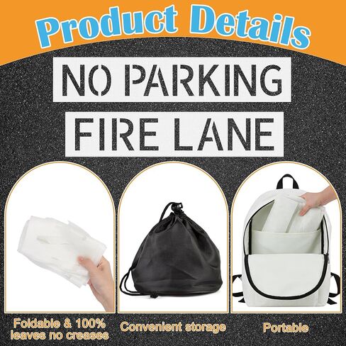 4.2" Letter No Parking Fire Lane Stencil Update Materials, Larbeti 1P 6" x 31.89" No Parking Stencil & 1P 6" x 28.94" Fire Lane Template With Silicone & High-Strength Fiber For Curb, Lot Painting Sign in Saudi Arabia