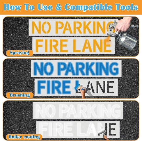 4.2" Letter No Parking Fire Lane Stencil Update Materials, Larbeti 1P 6" x 31.89" No Parking Stencil & 1P 6" x 28.94" Fire Lane Template With Silicone & High-Strength Fiber For Curb, Lot Painting Sign in Saudi Arabia