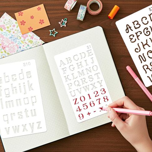 14 Sheet Small Letter Stencils, 1/2 Inch Scrapbook Letters Stencil for Journaling, Old English Painting, Calligraphy, Rock Pain, Perfect for Scrapbook Journal Canvas Wall Art Crafts in Saudi Arabia