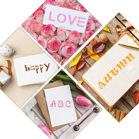 14 Sheet Small Letter Stencils, 1/2 Inch Scrapbook Letters Stencil for Journaling, Old English Painting, Calligraphy, Rock Pain, Perfect for Scrapbook Journal Canvas Wall Art Crafts in Saudi Arabia