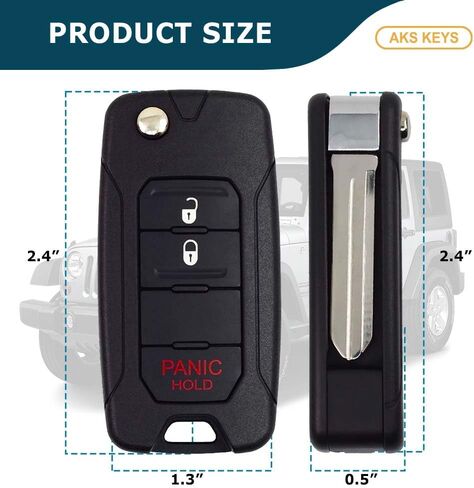 Replacement for 2005 - 2018 Dodge Chrysler Jeep Flip Key Fob 3 Buttons Lock, Unlock & Panic that Uses FCC OHT692427AA with Chip ID 46 Chrysler - 315 MHz in Saudi Arabia