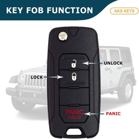 Replacement for 2005 - 2018 Dodge Chrysler Jeep Flip Key Fob 3 Buttons Lock, Unlock & Panic that Uses FCC OHT692427AA with Chip ID 46 Chrysler - 315 MHz in Saudi Arabia