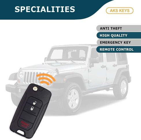 Replacement for 2005 - 2018 Dodge Chrysler Jeep Flip Key Fob 3 Buttons Lock, Unlock & Panic that Uses FCC OHT692427AA with Chip ID 46 Chrysler - 315 MHz in Saudi Arabia