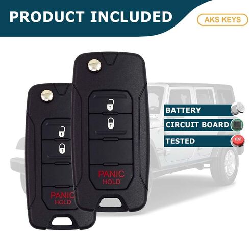 Replacement for 2005 - 2018 Dodge Chrysler Jeep Flip Key Fob 3 Buttons Lock, Unlock & Panic that Uses FCC OHT692427AA with Chip ID 46 Chrysler - 315 MHz in Saudi Arabia