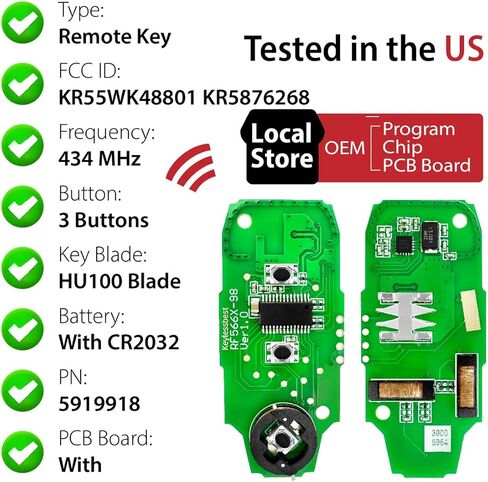 Car Key Fob Remote Keyless Entry Control KR55WK48801 434MHz 3 Button Replacement for 2011-2019 Ford Fiesta Focus Titanium C-Max - 2 Pack in Kuwait