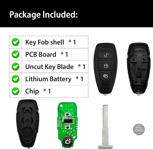 Car Key Fob Remote Keyless Entry Control KR55WK48801 434MHz 3 Button Replacement for 2011-2019 Ford Fiesta Focus Titanium C-Max - 2 Pack in Kuwait