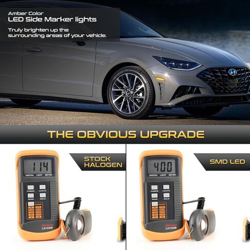 VIPMOTOZ شريط LED كامل لأضواء العلامات الجانبية ومصابيح وقوف السيارات المتوافقة مع 2020-2023 Hyundai Sonata Chrome Housing عدسة واضحة استبدال مباشر للسائق الأيسر ومجموعة زوج الجانب الأيمن للركاب in Kuwait