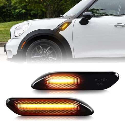 عدسة مدخنة للحاجز الأمامي متسلسل كهرماني LED أضواء جانبية لـ 2011-2016 Mini Cooper R60 R61 Countryman، 2013-2016 R61 Paceman استبدال وامض المؤشر الديناميكي، قطعتان in Kuwait