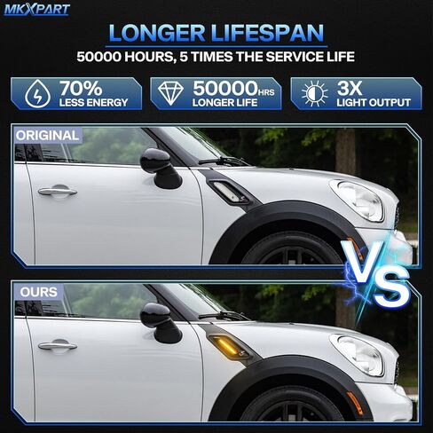 عدسة مدخنة للحاجز الأمامي متسلسل كهرماني LED أضواء جانبية لـ 2011-2016 Mini Cooper R60 R61 Countryman، 2013-2016 R61 Paceman استبدال وامض المؤشر الديناميكي، قطعتان in Kuwait